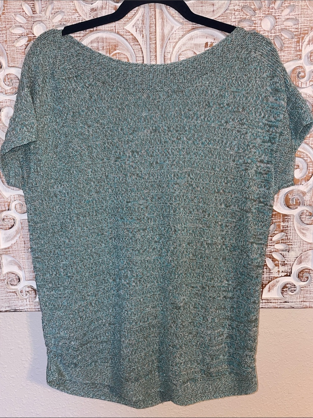 Talbots Mint and Cream Heathered Knit Top